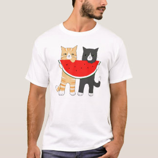 Funny Cats Watermelon Hipster Animal Graphic T-Shi T-Shirt