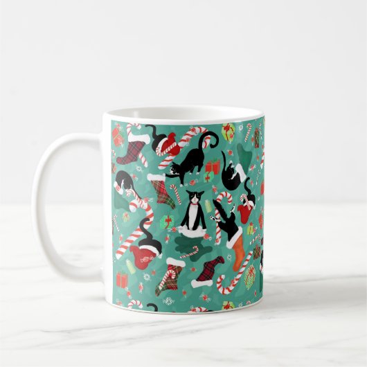 Funny Cats Weihnachts-Strumpf Kaffeetasse (Links)
