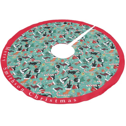 Funny Cats Weihnachts-Strümpfe Brushed Polyester T Polyester Weihnachtsbaumdecke (Schrägansicht)