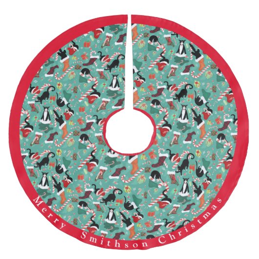 Funny Cats Weihnachts-Strümpfe Brushed Polyester T Polyester Weihnachtsbaumdecke (Vorderseite)