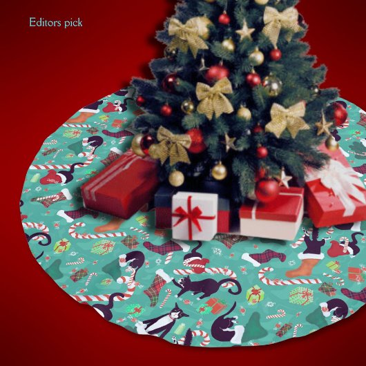 Funny Cats Weihnachts-Strümpfe Polyester Weihnachtsbaumdecke