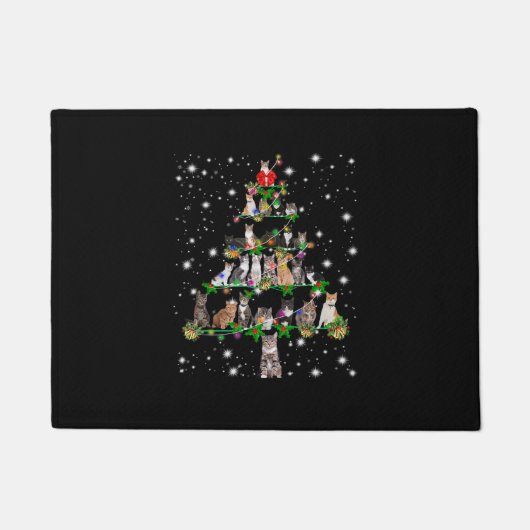 Funny Cats Weihnachtsbaum T-Shirt Dekor Fußmatte (Vorderseite)