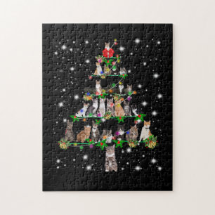 Funny Cats Weihnachtsbaum T-Shirt Dekor Puzzle