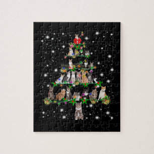 Funny Cats Weihnachtsbaum T-Shirt Dekor Puzzle