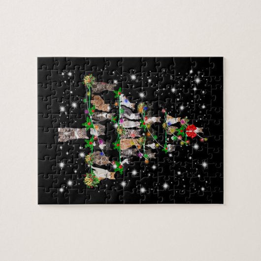 Funny Cats Weihnachtsbaum T-Shirt Dekoration Gesch Puzzle (Horizontal)