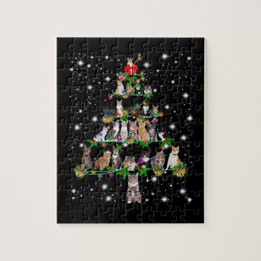 Funny Cats Weihnachtsbaum T-Shirt Dekoration Gesch Puzzle (Vertikal)