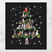 Funny Cats Weihnachtsbaum T-Shirt Dekoration Gesch Weinetikett (Einzelnes Label)