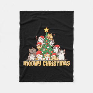 Funny Cats Weihnachtsbaum T-Shirt Meowy Xmas Kinde Fleecedecke