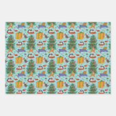 Funny Cats Weihnachtswrapping Paper - Blau Geschenkpapier Set (Vorderseite)
