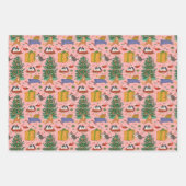 Funny Cats Weihnachtswrapping Paper - Pink Geschenkpapier Set (Vorderseite 3)