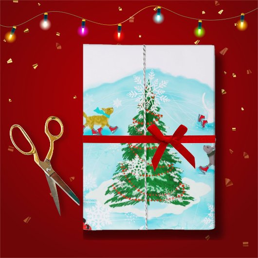 Funny Cats Winter Wonderland Urlaub Geschenkpapier Set