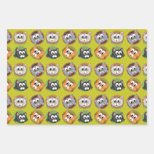 Funny Cats Wrapping Paper Set 3 Geschenkpapier Set (Vorderseite 3)