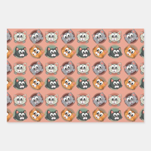 Funny Cats Wrapping Paper Set 3 Geschenkpapier Set (Vorderseite 2)