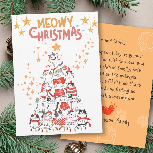 Funny Cats Xmas Tree Meowy Weihnachtsfeiertag Karte