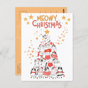Funny Cats Xmas Tree Meowy Weihnachtsfeiertag Postkarte