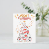 Funny Cats Xmas Tree Meowy Weihnachtsfeiertag Postkarte (Stehend Vorderseite)
