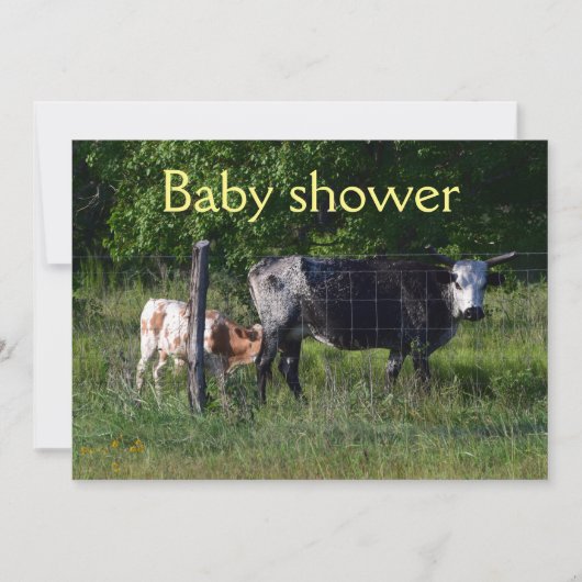 Funny Cattle Baby Dusche Einladung (Vorderseite)