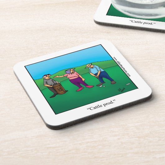 Funny "Cattle Prod" Golf Spaß Untersetzer Gabe Gol (Linke Seite)