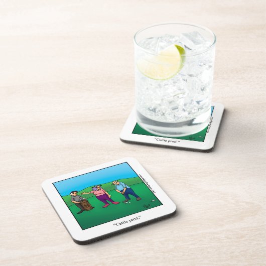 Funny "Cattle Prod" Golf Spaß Untersetzer Gabe Gol (Rechte Seite)