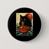 Funny Catzilla Anime Ramen Japanese Cat Men Women Button (Vorderseite)