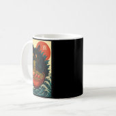Funny Catzilla Anime Ramen Japanese Cat Men Women Kaffeetasse (Vorderseite Links)