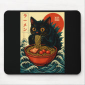 Funny Catzilla Anime Ramen Japanese Cat Men Women Mousepad (Vorne)