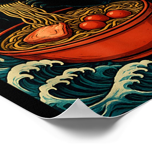 Funny Catzilla Anime Ramen Japanese Cat Men Women  Poster (Ecke)