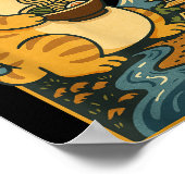 Funny Catzilla Anime Ramen Japanese Cat Men Women  Poster (Ecke)