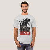 Funny Catzilla Cat Monster T-Shirt (Vorne ganz)