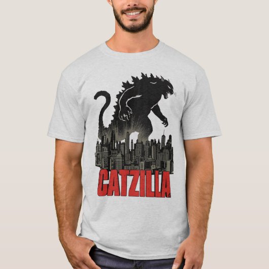 Funny Catzilla Cat Monster T-Shirt (Vorderseite)