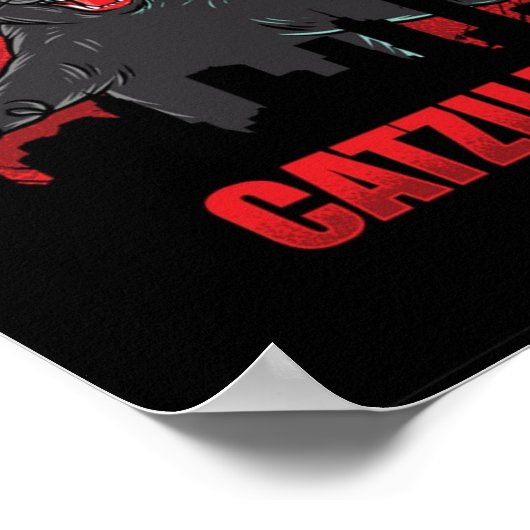 Funny Catzilla Poster (Ecke)