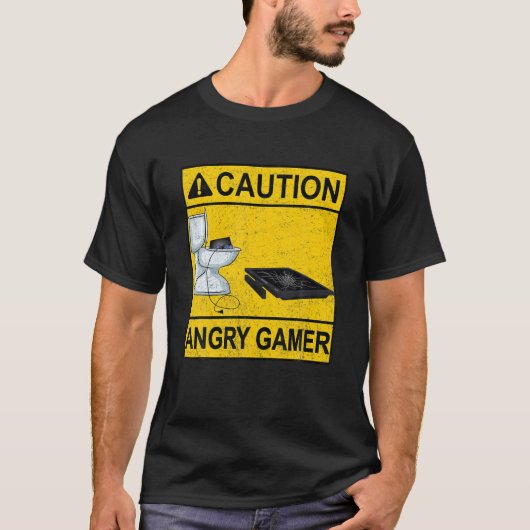 Funny Cauce Angry Gamer Broken Video Game Player T-Shirt (Vorderseite)