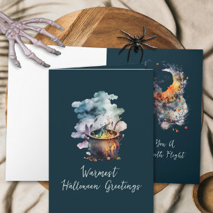 Funny Cauldron Vintag Beängstigenden Broom Hexenme Karte