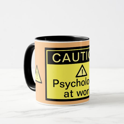 Funny Caution Psychologe bei der Arbeit Tasse (Vorderseite Links)