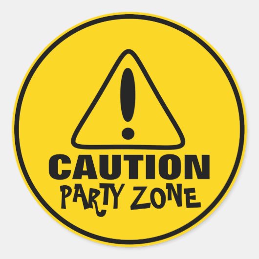 Funny Caution Signing Party Zone Runder Aufkleber (Vorderseite)