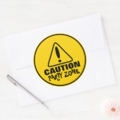 Funny Caution Signing Party Zone Runder Aufkleber (Umschlag)