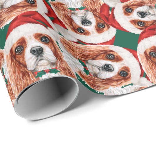 Funny Cavalier King Christmas Pattern Geschenkpapier (Rolleneckpunkt)