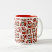 Funny Cavalier King Christmas Pattern Zweifarbige Tasse (VorderseiteRechts)