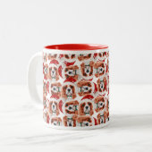 Funny Cavalier King Christmas Pattern Zweifarbige Tasse (Vorderseite Links)