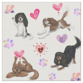 Funny Cavaliers mit Hearts Fabric Stoff (Nahaufnahme)