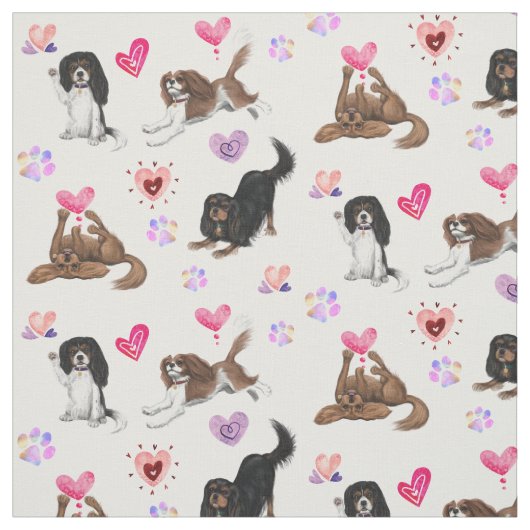 Funny Cavaliers mit Hearts Fabric Stoff (Muster)