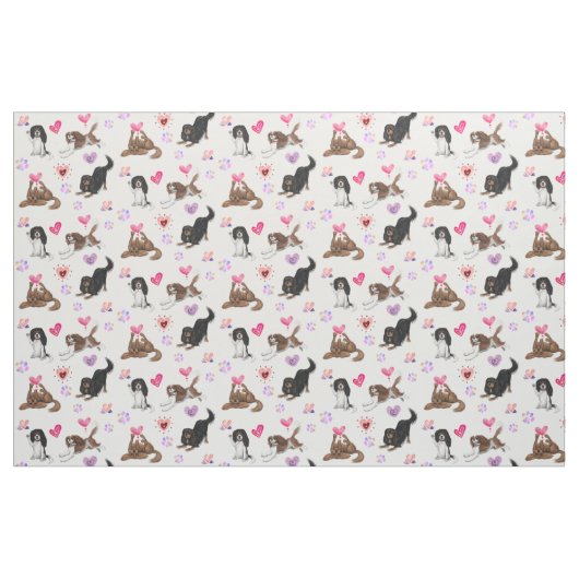 Funny Cavaliers mit Hearts Fabric Stoff (Fat Quarter (45,7 x 55,9 cm))