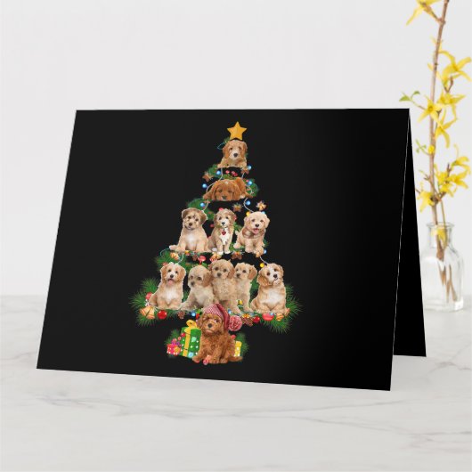 Funny Cavapoo Dog Merry Christmas Tree Cavapoo Lov Karte (Gelbe Blume)
