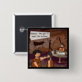Funny Caveman Autor "Meet The Author" Button (Vorne & Hinten)