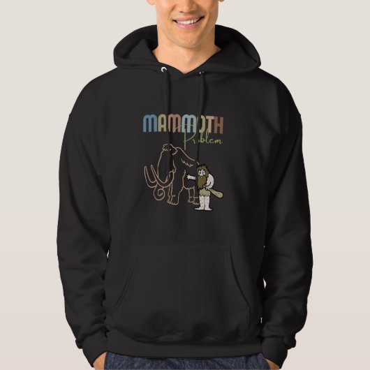 Funny Caveman Mammoth Problem Vintag prähistorisch Hoodie (Vorderseite)