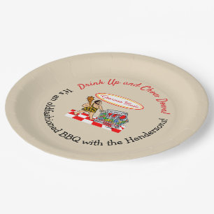 Funny Caveman Summer Holidays GRILLEN Party Pappteller