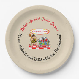 Funny Caveman Summer Holidays GRILLEN Party Pappteller