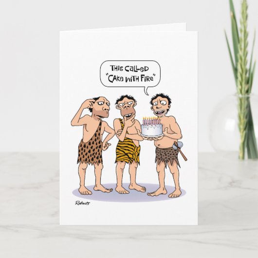 Funny Cavemen Birthday Card Karte (Vorderseite)