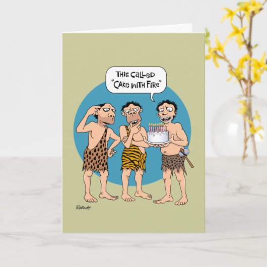 Funny Cavemen Birthday Karte (Gelbe Blume)