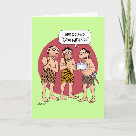 Funny Cavemen Birthday Karte (Vorderseite)